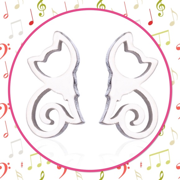 🐯New🐯4/$15🐯Minimalist Hollow Kitty Earrings 🐯 - Picture 4 of 4